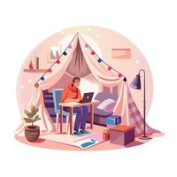 Daily Lifestyle Flat Style Illustrations vector