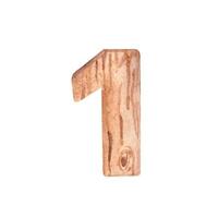 Wooden Number One. Front view. Watercolor illustration in rustic style isolated on white background. Design element. vector