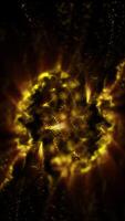 cosmic matter saturated with bright light rotates in virtual space emitting energy. video