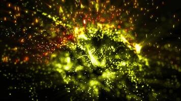 cosmic matter saturated with bright light rotates in virtual space emitting energy. video