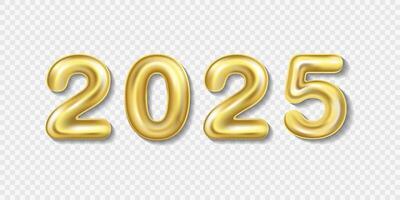 Realistic 3d balloon number 2025 for poster, calendar, advertisement or banner design needs vector