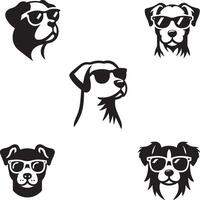 Dog with sunglasses silhouette style vector