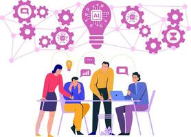 business people team working meeting and brainstorming concepts. illustration. vector