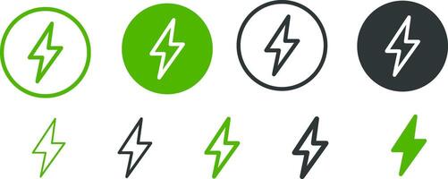 flash thunder power icon green, flash lightning bolt icon with thunder bolt - Electric power icon symbol vector