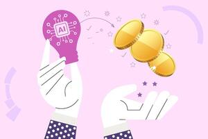 A business concept illustration depicting the journey from startup idea to patent realization. vector