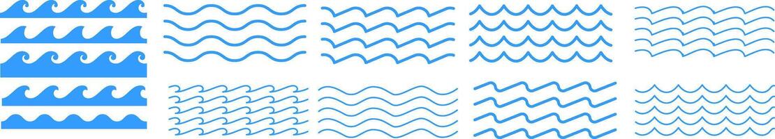 Water wave, sea wave set. Sea wave pattern background. ocean wave shape pattern. vector