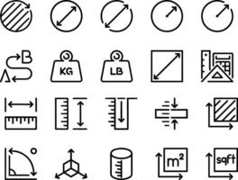 Icon set about length, weight and volume. Line icons on transparent background with editable stroke. illustration vector