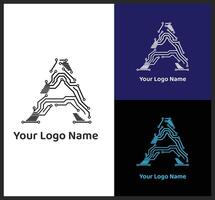 Futuristic Circuit A Logo - High-Tech Alphabet Design for Technology Branding vector