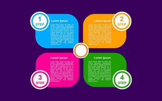 infographic elements with 4 steps on purple background. vector