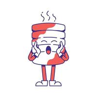 A cartoon character with a red and white hat and a cup of coffee vector
