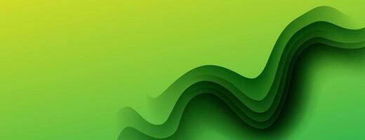 green wavy paper layer abstract background vector