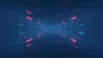 Glowing neon lines frame flying in tunnel motion background, seamless loop video