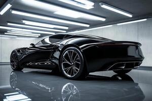 bottom side view of modern car in garage photo