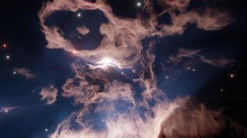 Rotating Space Nebula, beauty of universe, cloud of star. 3d render. video