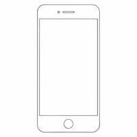 An iphone is shown in a line drawing vector
