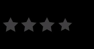 One star rating animation. Yellow one stars review or rating concept. Customer feedback concept. 4K animation. Transparent background with alpha channel video