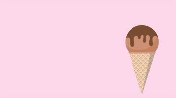 Sweet ice cream animation. Ice cream cone animation. Ice cream cone with chocolate topping video