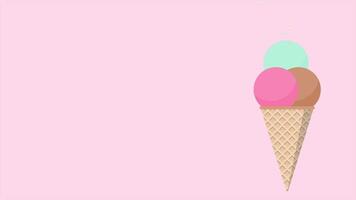 Sweet ice cream animation. Ice cream cone animation. Ice cream cone with topping and colorful sprinkles video
