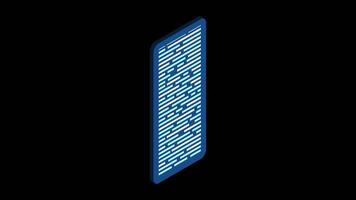 Isometric coding screen animation. Coding programming technology. Programming concept. Technology animation. Transparent background with alpha channel video