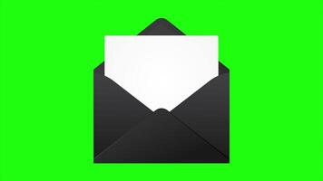 Animation of the opening envelope with white paper. Email message icon animation. Message notification animation. Mail and messaging icon video