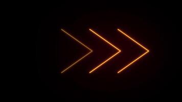 Neon glowing sign animation. Neon arrow direction sign animation. Glowing neon arrow. Neon arrow symbol icon. Transparent background with alpha channel video
