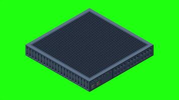 Isometric server animation. Server racks. Server boxes isolated. Network server room. Computer network technology. 4K animated in isometric style video