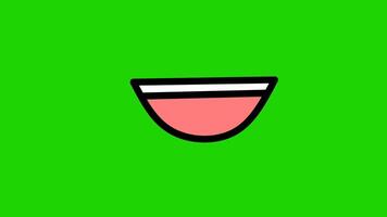 Cartoon character talking mouth, speaking mouth, lip sync loop animation isolated on green screen background video