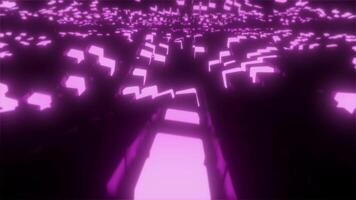 abstract cyberspace with digital cube blocks in glowing style on black background. video