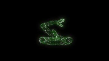 2025 New Year's Eve. The symbol of the snake. Hologram of green color from luminous particles. Abstract backgroun video