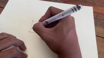 architect hand drawing sketch design architecture construction project building house. architect draw paper concept plan engineering blueprint home engineer industry professional. architectural. video