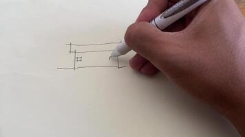 architect hand drawing sketch design architecture construction project building house. architect draw paper concept plan engineering blueprint home engineer industry professional. architectural. video