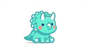 Cute dino with green screen, 2d looping animation video