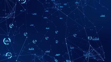 Motion graphic of Blue graph technology futuristic icon with mesh network connection abstract background concept seamless loop video