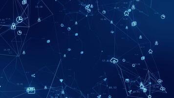 Motion graphic of Blue technology futuristic icon with mesh network connection abstract background concept seamless loop video