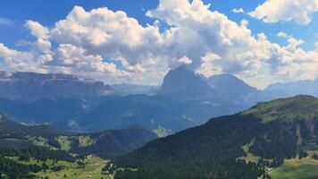 Clouds moving above sassolungo mountain range video