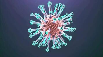Abstract animation depicting an advanced medical treatment research cure, microscopic view of floating influenza virus cells video
