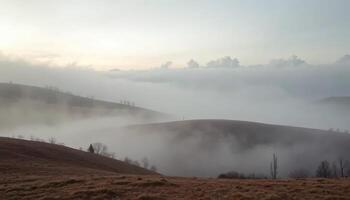 Misty Hills in Fog Creating a Tranquil Scene photo