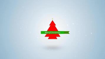 Merry Christmas Tree Red Burst to Text 4K Loop features a red Christmas tree appearing with a green Merry Christmas banner and then exploding into Christmas text in a loop. video