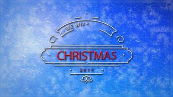 We Wish You a Merry Christmas Window Frost 4K Loop features a view through a frosting window out to a blue sky with moving clouds and an animated We Wish You a Merry Christmas message in a loop video