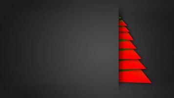 Unfolding Red Paper Merry Christmas Tree 4K feature a gray envelope background with paper pieces animating out to make a red Christmas tree with an animated hand-written Merry Christmas message video