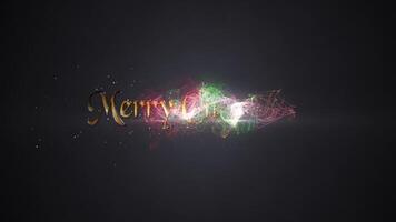 Merry Christmas in Gold Reveal Particle Tree 4K Loop features particles across the screen revealing a Merry Christmas message and a particle tree animating in a loop. video