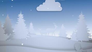 Paper Cut Out Merry Christmas 4K Loop features a camera moving through a town of paper cut out silhouettes with Santa flying across the moon and an animated Merry Christmas message video