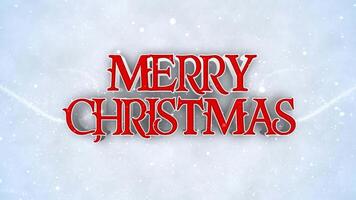 Merry Christmas Happy New Year Red on White Snow 4K Loop features 3d text animating on and off camera in a snowy environment with a Merry Christmas Happy New Year in a loop. video