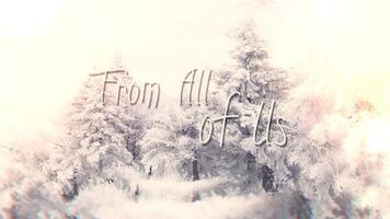 Merry Christmas Happy New Year Winter Scenes 4K Loop features a parallax slideshow with winter nature scenes with an animated Holiday message from all of us to all of you in a loop. video