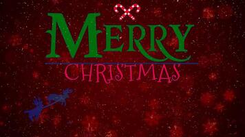 Red Snowfall Merry Christmas 4K features a red atmosphere with snowflakes falling down and an animated Merry Christmas message, which includes Santa and his reindeer silhouette. video