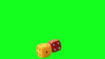 3d rolling dice on greenscreen background video