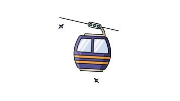 ski lift icon animation motion graphic illustration design, simple flat winter animated icon alpha channel with loopable element video