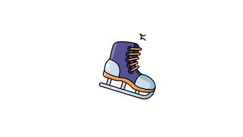 ski boots icon animation illustration motion graphic design, simple icon winter symbol animation with alpha channel and loopable element video