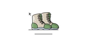 snow boots icon animation illustration motion graphic design, simple icon winter symbol animation with alpha channel and loopable element video
