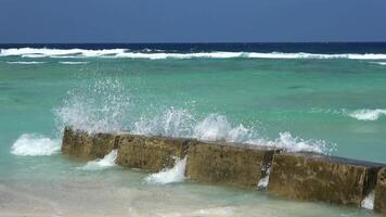 The waves of the turquoise Indian Ocean roll towards the coast. video